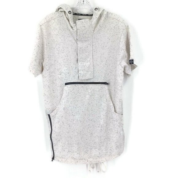 RISE AS 1NE Sz L Speckled Sweatshirt 1/4 Zip Up Hoodie Zip Pouch Double Pockets - Picture 2 of 16